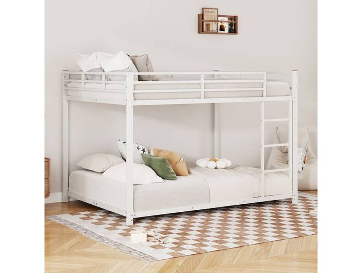 Structure de lit Nouveau Premium sense lit 140 * 200 lits superposés lit en fer lit superposé en fer de forme classique blanc
