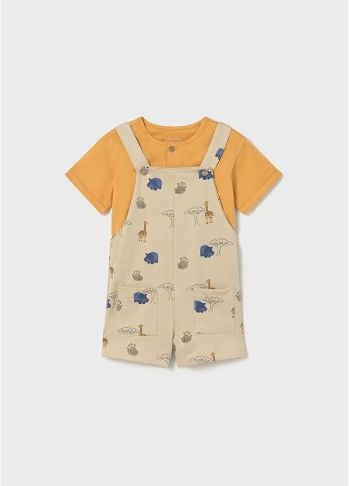 Mayoral Conjunto De Peto Estampado Y Camiseta Beig 3 Años Niño