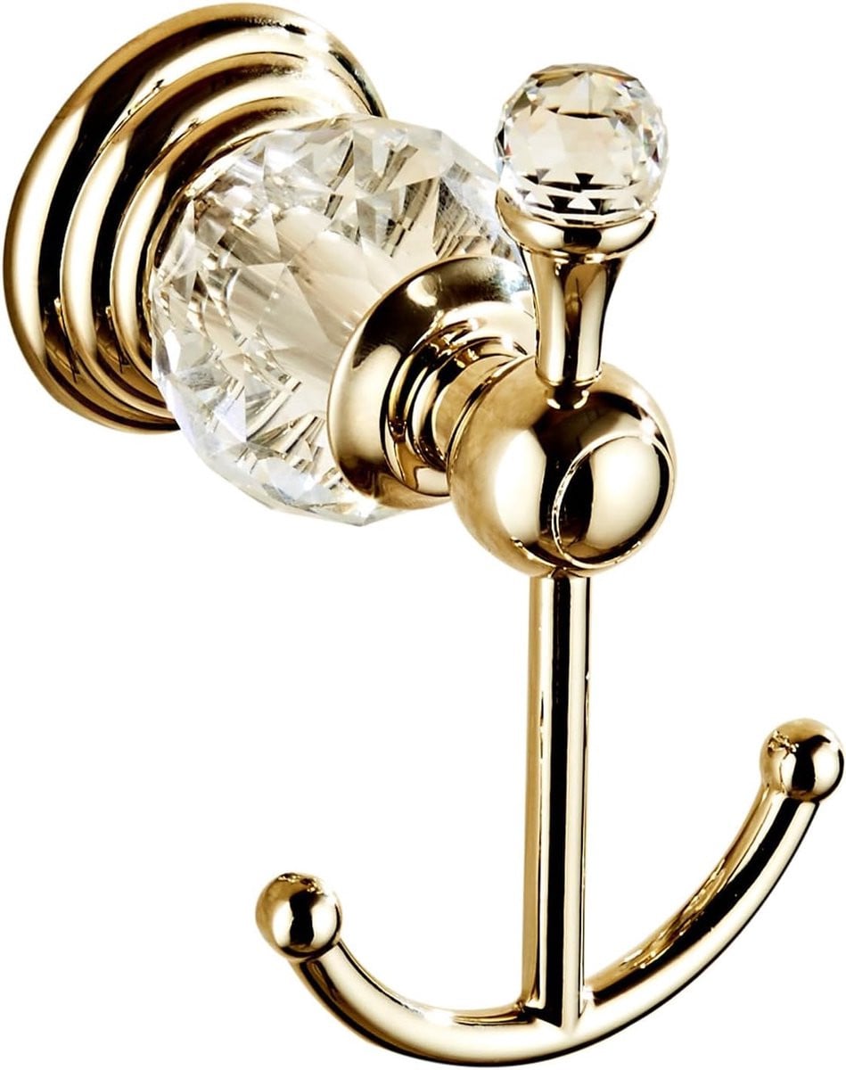 Gouden Badkamer Robe en Handdoekhaak met Kristalafwerking