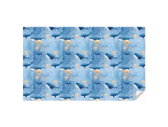 OnlyWow Kindertapete - Wale - Ozean - Blau - 400x240 cm, Papier, Rechteckig, 400x240 cm, Tapeten & Wandverkleidungen, Vliestapeten