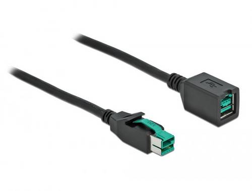 Delock USB-Stromkabel PoweredUSB 12V Stecker, PoweredUSB 12V Buchse 5.00m Schwarz 85984