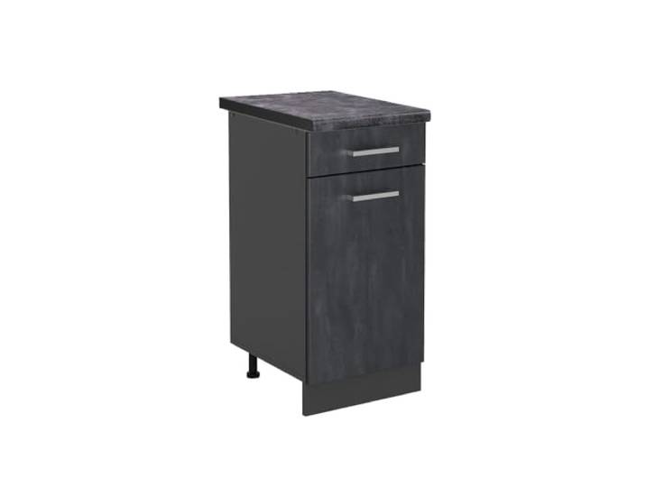 Vicco Küchenunterschrank R-Line, Schwarz Beton, 40 cm 1 Schublade · Arbeitsplatte Anthrazit · Höhenverst. Füße · Leichter Zugriff · Frei kombinierbar