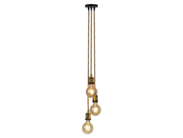 Lampe à suspendre\, corde de chanvre\, laiton\, 3 flammes\, H 110 cm