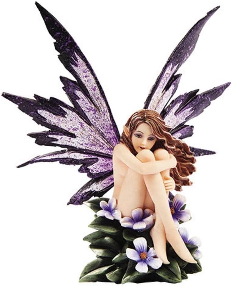 Fairy Beeldje Bloem Elfje Handgeschilderd Bruin - Hoogte: 15 cm