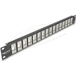 Delock 19? Keystone Patchpanel 16 Port 1 HE schwarz, Server Zubehör, Schwarz