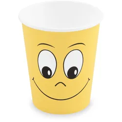 VEPATIM 100x Heiß- und Kaltgetränkebecher Pappbecher 'Smiling face' 200ml 280ml