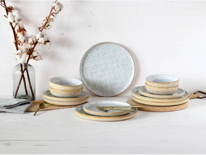 Service de table Uno Emiliana 12 pièces Multicolore/Bleu clair