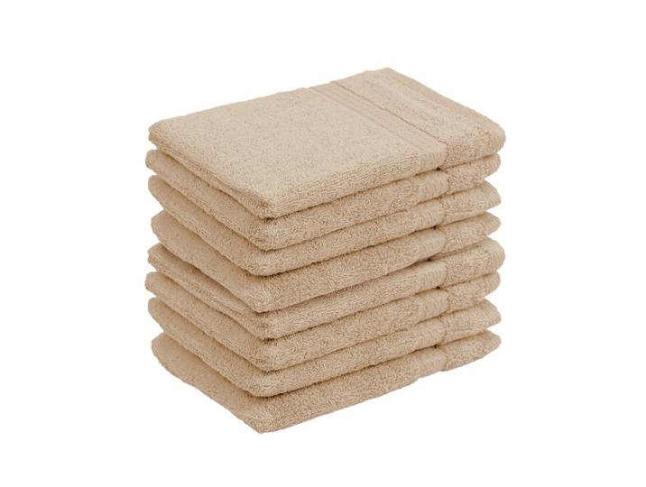8er-Set Waschhandschuhe aus 100% Baumwolle, Frottee-Lappen mit Schlaufe, beige
