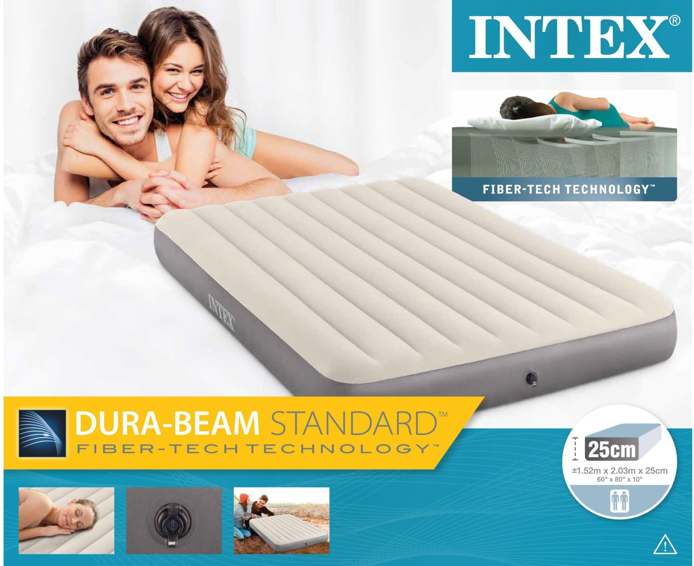 Luftbett INTEX "Deluxe Single-High Queen", beige (natur), B:152cm L:203cm, PVC, Luftbetten, Luftbett natur B/H/L: 152cm x 203cm