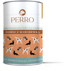 PERRO Kabeljau mit Karotten, 400 g, Monoprotein-Futter für ausgewachsene Hunde