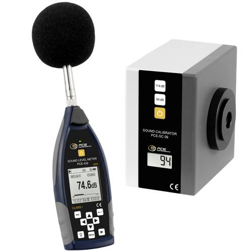 PCE Instruments PCE-432-SC 09 Tragbarer Profi Schallkalibrator Klasse 1 inkl. Schallpegelmessgerät mit GPS Klasse 1
