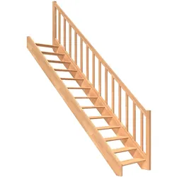 DOLLE Raumspartreppe Wangentreppe Paris Holztreppe, Rechteckstäbe, bis 280,5 cm,Buche,Geradelaufend,ohne Setzstufen,unbehandelt