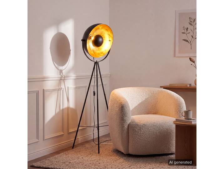 Stehleuchte Timo Ø 40cm Schwarz/Gold/Schwarz Material: Metall Metallart: Aluminium Oberfläche Metall: Lackiert E27