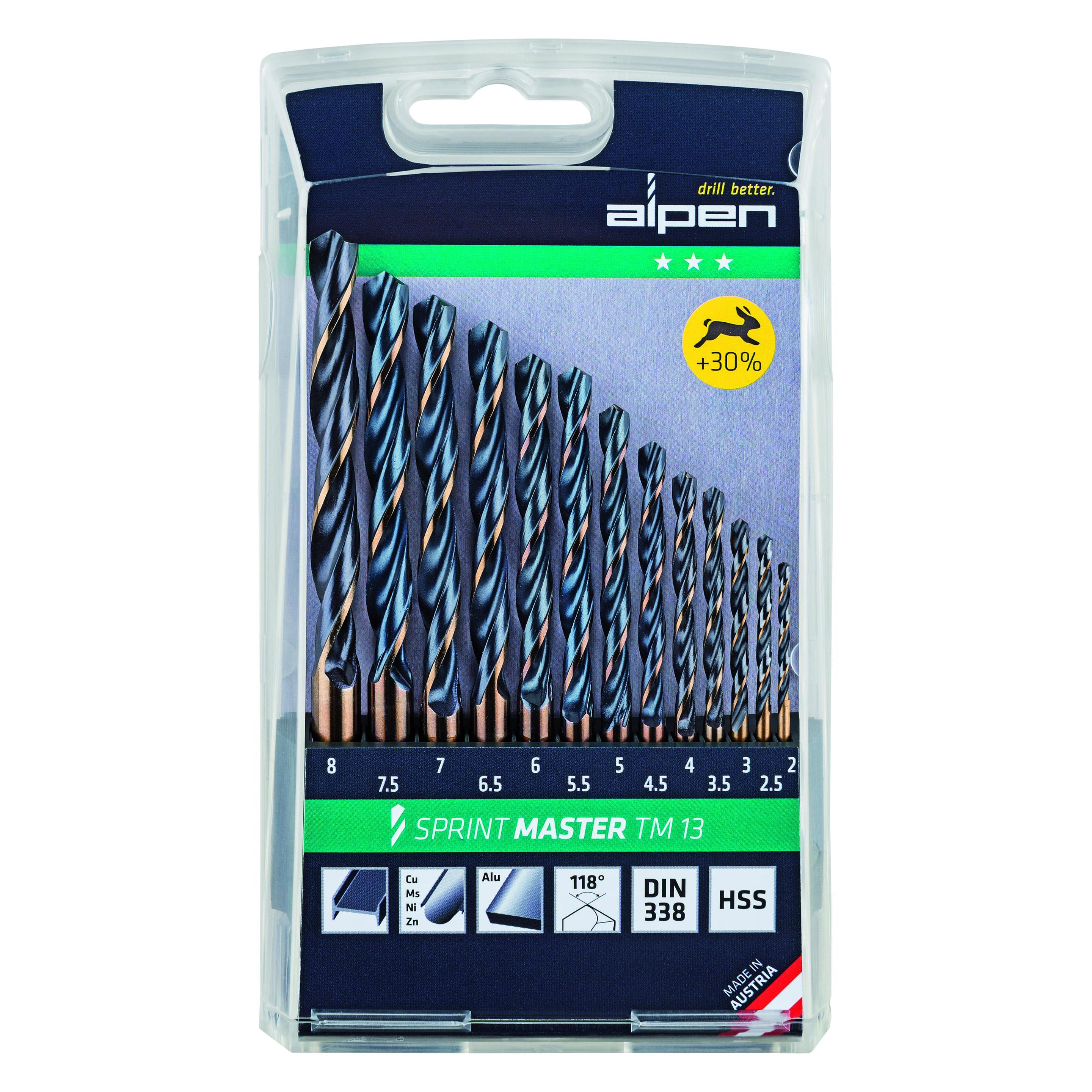 Alpen 811102100 Spiralbohrer-Set Sprint Master TM 2-8 x 0,5 mm 13-teilig 0 W 0 V (?811102100)