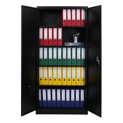 PROREGAL Flügeltürenschrank ELEPHANT Metall Aktenschrank abschließbar 180x80x40cm Stahl 4 Ebenen Stahlschrank Schwarz Werkstattschrank