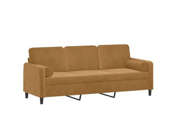 KTHLBRH 3-Sitzer-Sofa, braun, Samt, 180 cm Robuster Metallrahmen, abnehmbare Kissen, Schaumstoff, 2 dekorative Kissen im Lieferumfang enthalten