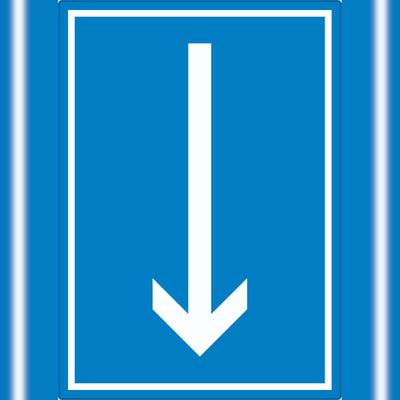 HB-Druck Richtungspfeil runter Aufkleber hochkant weiss blau Pfeil A0 (841x1189mm)