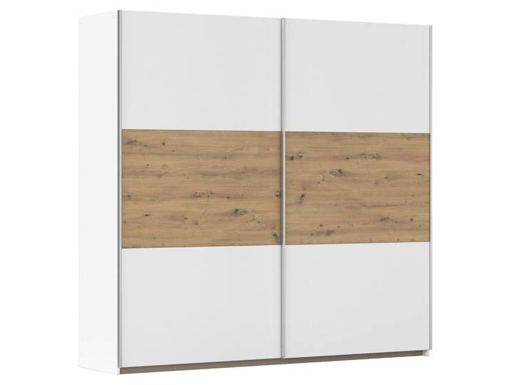 Schwebetürenschrank 218cm Foster, Weiß/Eiche