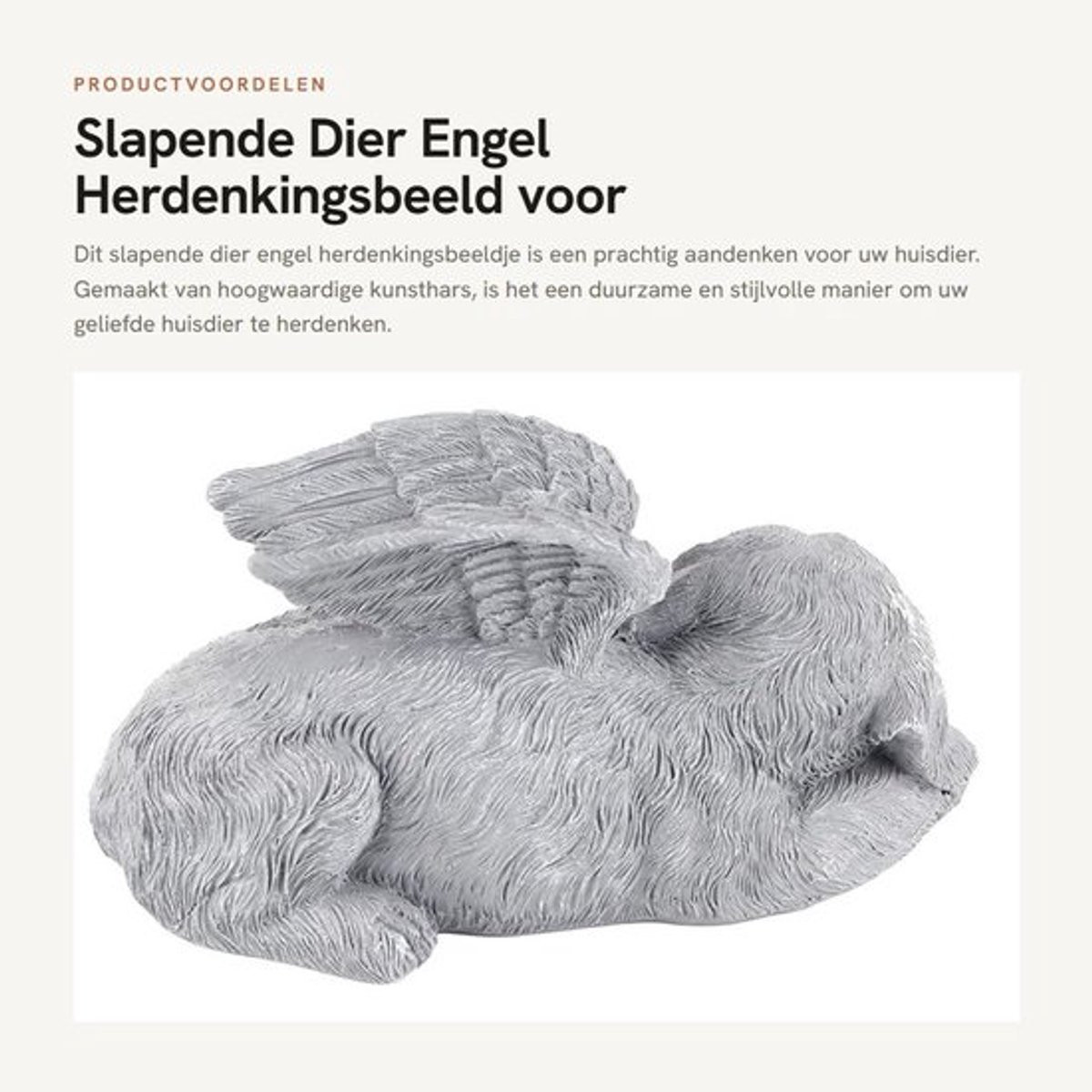 Herdenkingsbeeld Slapende Dier Engel voor in de Tuin