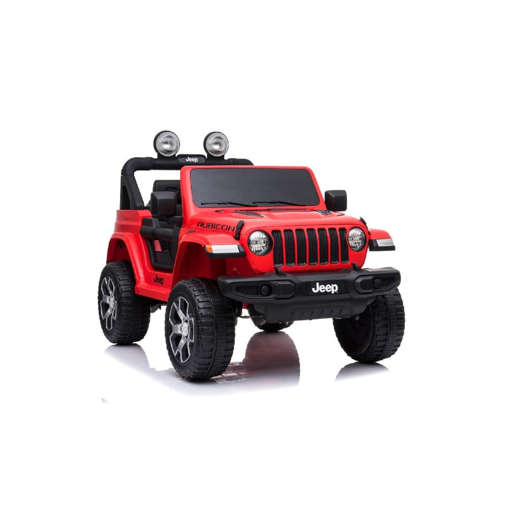 ES-Toys Kinder Elektroauto Jeep Wrangler Rubicon EVA Reifen Allrad lizenziert rot