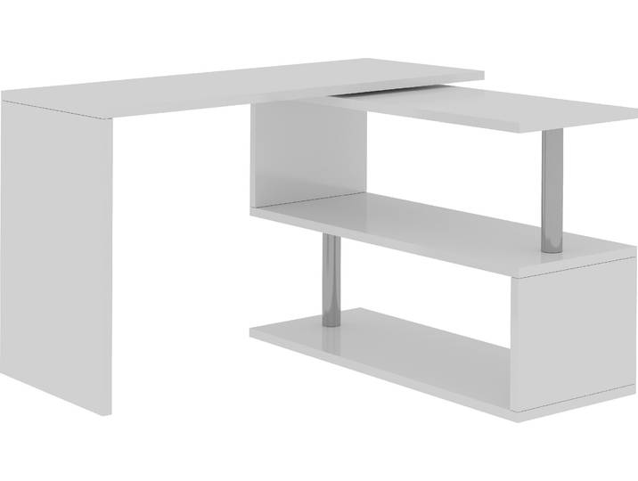 Schreibtisch HOME AFFAIRE Volta, Made in Italy , weiss (weiß, weiß), B:120cm H:75cm T:50cm, Tische, Schreibtisch, multifunktional - als Computertisch, Eckschreibtisch oder Sideboard