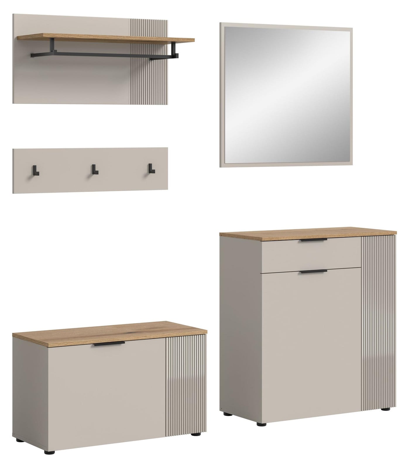 Slide garderobe opstelling S4 met schuifdeuren in kasjmierdecor