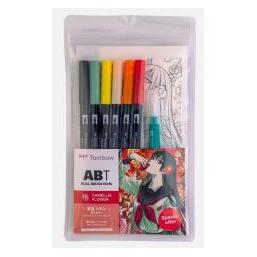 Tombow 6-farbige Filzstifte + Ausmalbild Kamelienblüte (6x) (78585298)