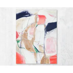 La Casa Ölbild handgemalt "abstrakt" weiss-rot-schwarz-grün 90x120 cm