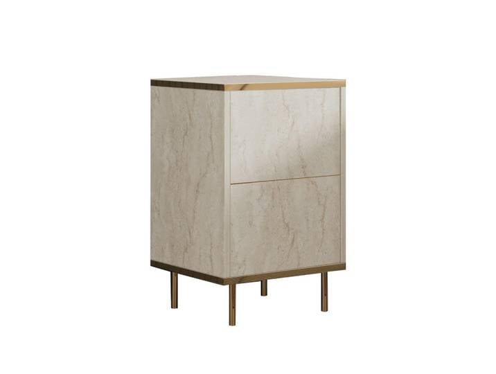 Livetastic Nachttisch Imaj Nachttisch, Beige, Travertinoptik, 40x60x35 cm, einfacher Aufbau, Schlafzimmer, Nachttische