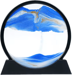 Inspire Curations 3D Moving Sand Art Hourglass Frame Relaxing Quicksand Desk Decor For Home & Office blue