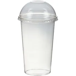 VEPATIM 50 Smoothiebecher Dessertbecher + Domdeckel ohne Öffnung 500 ml Ø95mm PET glasklar