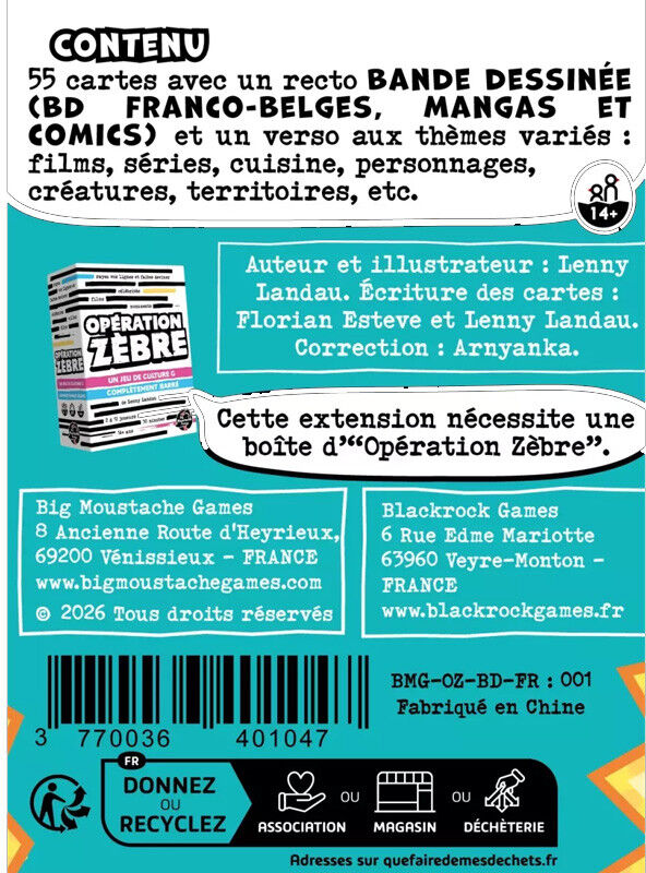 Big Moustache Games Extension BD - Opération Zèbre