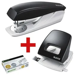 Leitz Tacker / Heftgerät »5501 NeXXt« inkl. Locher »5005 NeXXt« und Heftklammern »24/6 schwarz, 3.5x5.1x12.1 cm
