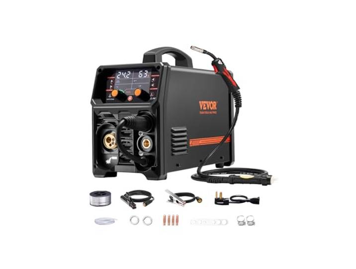 VEVOR MIG-soldeerstation, 250 A, Syergetische lasmachine, draagbare MIG-lasapparaat zonder gas, MMA Lift AU TIG 5-in-1, met IGBT-invertertechnologie, lcd-display, TIG-liftzaklamp niet inbegrepen