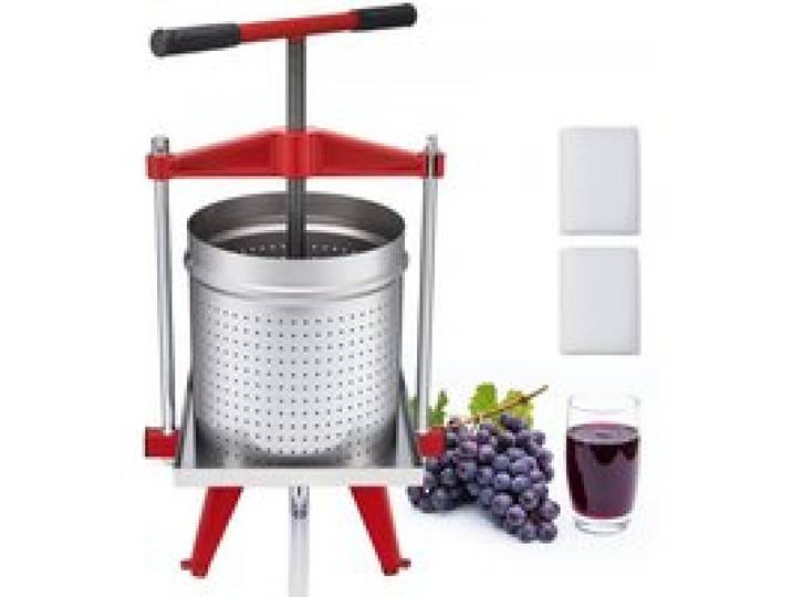VEVOR Manuelle Beerenpresse 15 L aus Edelstahl, Weinpresse und Obstpresse für Äpfel, Weintrauben, Orangen und Gemüse, Apfelpresse mit 2 Filterbeuteln, 40 x 32 x 61 cm Fruchtpresse Saftpresse