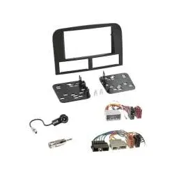 Einbauset 2-DIN Radioblende schwarz + Adapterkabel für Jeep Grand Cherokee (W...