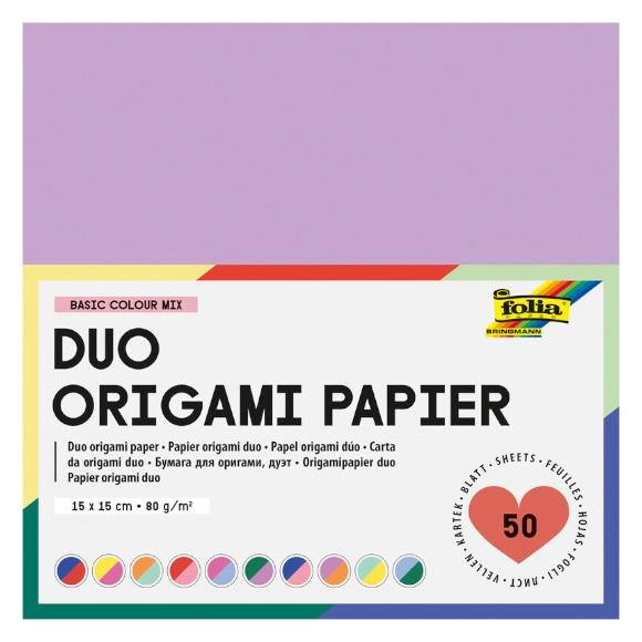 Folia Duo Origamipapier Basic Color Mix 80g/m², 15x15cm, 50 Blatt (80 g/m², 1x) (500/1515)