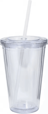 Inspire Curations Double Layer Clear Tumbler With Straw Insulated Smoothie & Iced Coffee Cup 650ml