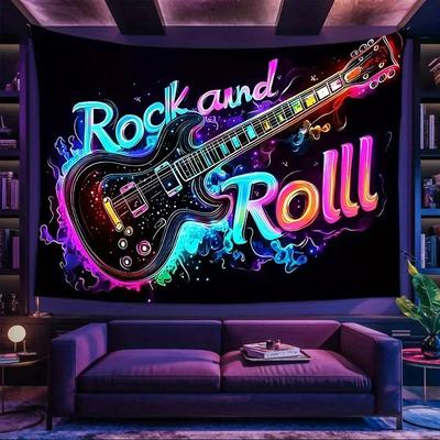 Uplift Picks Neon Rock Music Tapestry Electric Guitar Wall Decor For Room 130x150cm