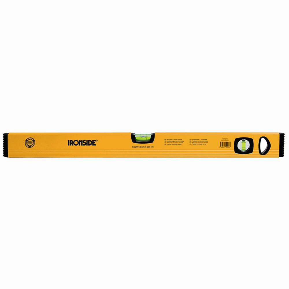 Ironside Aluminium waterpas met 2 libellen, Geel, Lengte: 60 cm