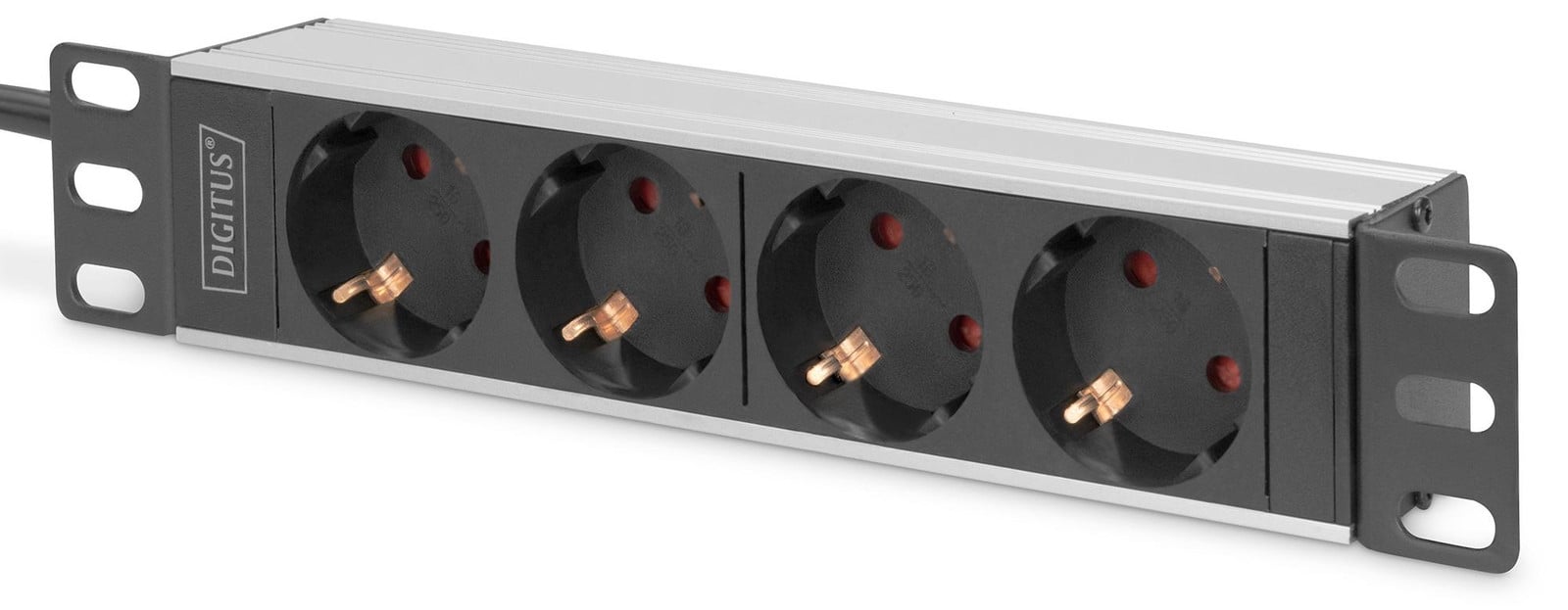 Digitus DN-95418 10 inch stekkerdoos met aluminium profiel, 4-voudig met geaard stopcontact