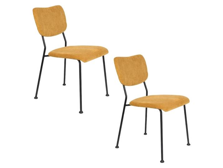 Lot de 2 chaises de repas en velours jaune ocre