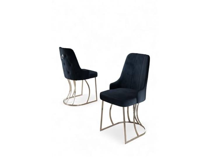 Hanah Home Stylish Chair Set (4 Pieces), Anthracite & Chrome, 44 x 46 x 98 cm 100% Metal, 18 DNS Foam Back, 22 DNS Foam Seat Modern Glam Design