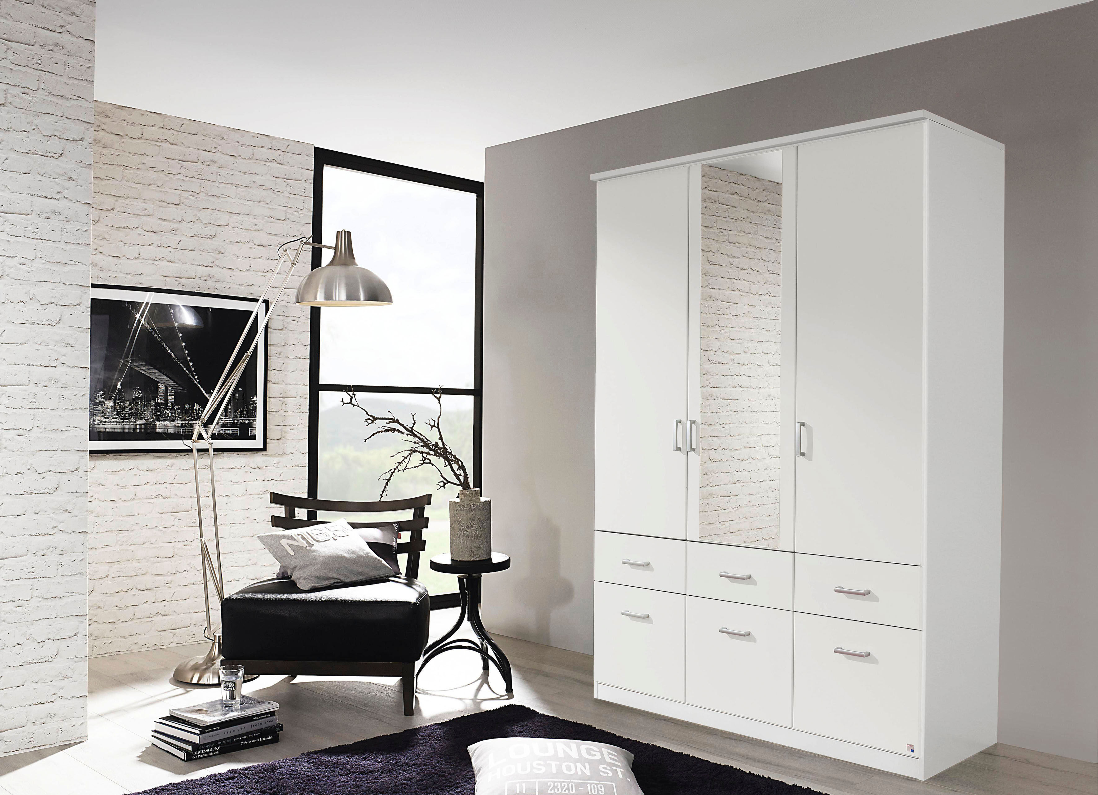 Kleiderschrank RAUCH "Kleiderschrank Schrank Garderobe deckenhoher Schrank BREMEN", weiß, B:136cm H:199cm T:58cm, Holzwerkstoff, Schränke, Kleiderschrank, in vielen Farbvariationen, inkl. Kranzblende MADE IN GERMANY