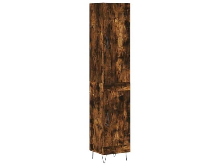 KGFHERENB Highboard Räuchereiche 34,5x34x180 cm Schrank Holzwerkstoff Schlanker Stand-Kommodenschrank fürs Wohnzimmer mit Metallfüßen und vielseitigen Türen für geordnete Aufbewahrung.