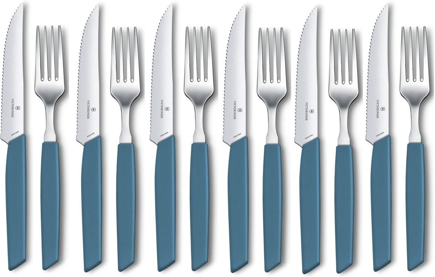 Besteck-Set VICTORINOX "Swiss Modern", blau, 12 Stk., Kunststoff, Stahl, Essbesteck-Sets, Besteck-Set blau 12 Stk.