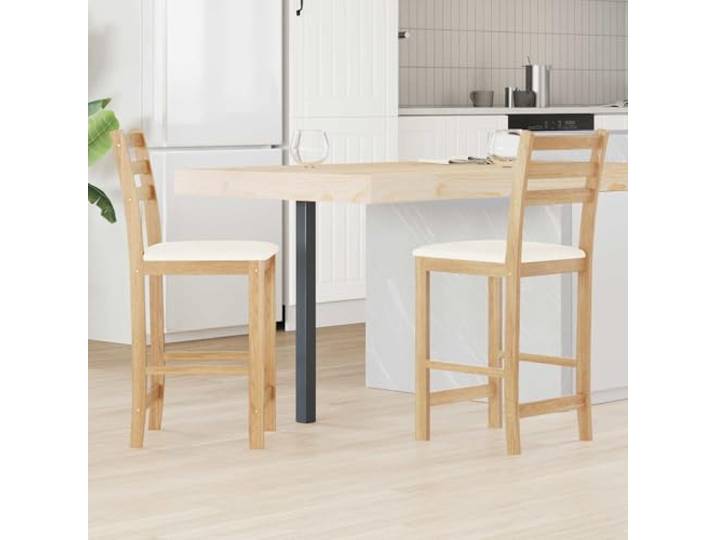 UYPTERF Esszimmerstühle 2 STK Massives Gummiholz Natur Ergonomische Rückenlehne,minimalistisches Design,Innenbereich,leicht zu reinigen