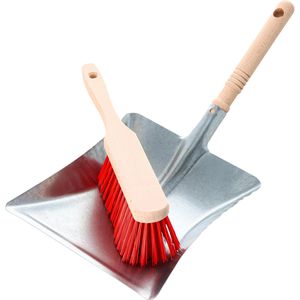 BÜMAG Kehrgarnitur aus Holz und Metall, mit Kunststoffborsten, Metall-Kehrschaufel & Handfeger