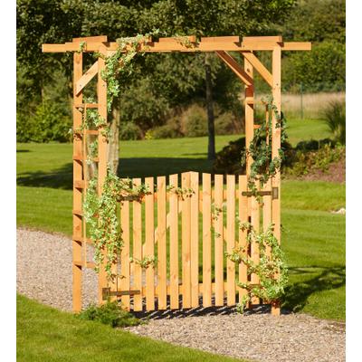 Rosenbogen PROMADINO "Pergola Anke", braun, B:200cm H:210cm T:60cm, Holzwerkstoff, Rankhilfen, BxTxH: 200x60x210 cm, mit Türen