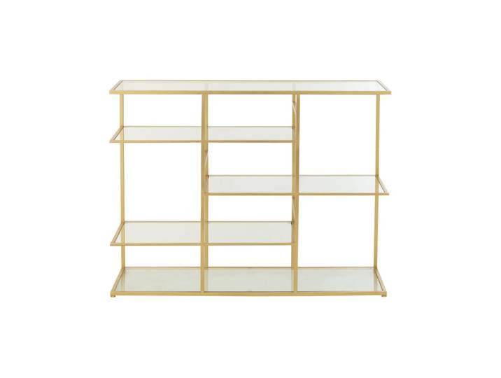 Console 5 niveaux 120x40x91 cm en verre et métal doré - kika